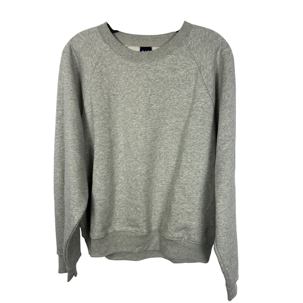 GAP Heather Gray Raglan‎ Crewneck Fleece Sweatshirt Monochrome Basic Medium